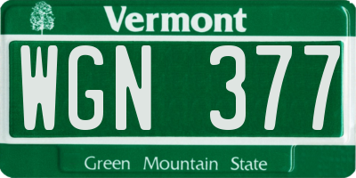 VT license plate WGN377