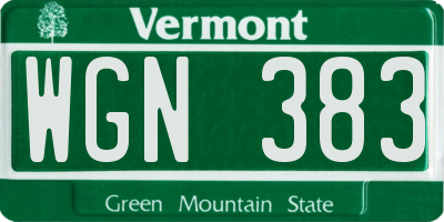 VT license plate WGN383