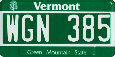 VT license plate WGN385