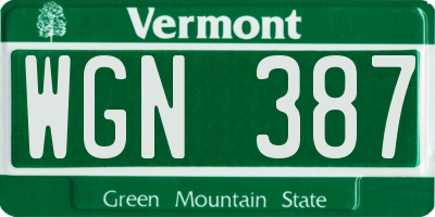 VT license plate WGN387