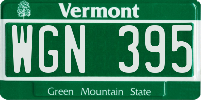 VT license plate WGN395