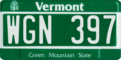 VT license plate WGN397