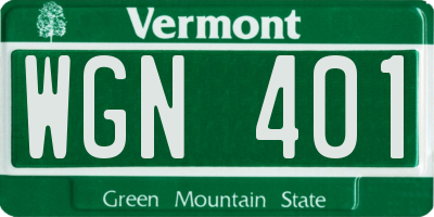 VT license plate WGN401