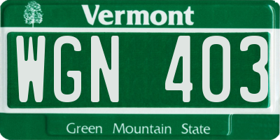 VT license plate WGN403