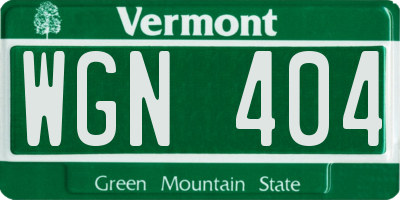 VT license plate WGN404