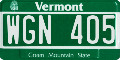 VT license plate WGN405