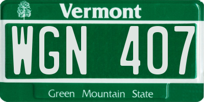 VT license plate WGN407