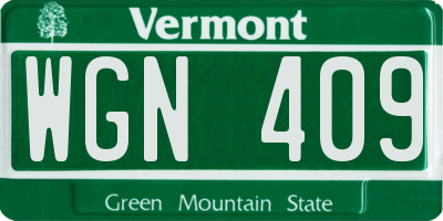 VT license plate WGN409