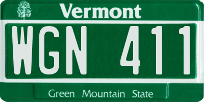 VT license plate WGN411