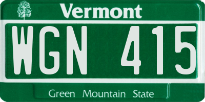 VT license plate WGN415