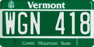 VT license plate WGN418