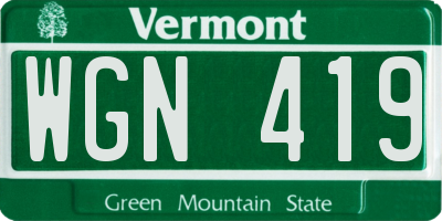 VT license plate WGN419