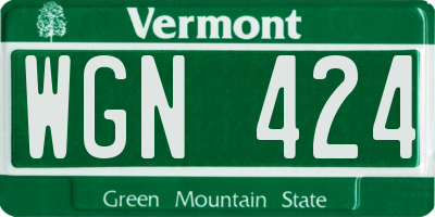 VT license plate WGN424