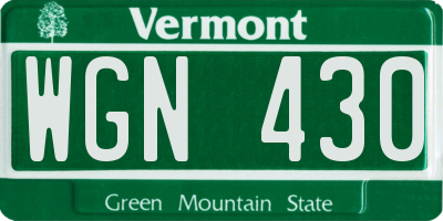 VT license plate WGN430
