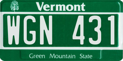 VT license plate WGN431