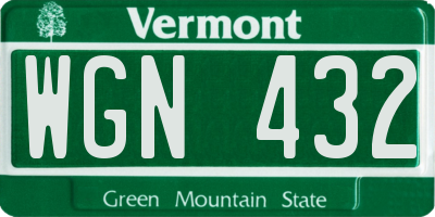 VT license plate WGN432
