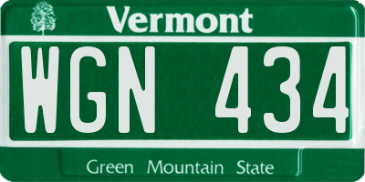 VT license plate WGN434
