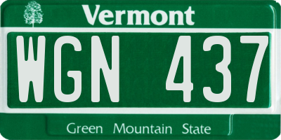 VT license plate WGN437