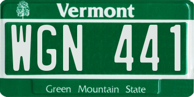VT license plate WGN441