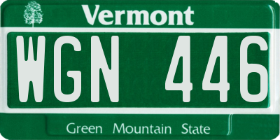 VT license plate WGN446
