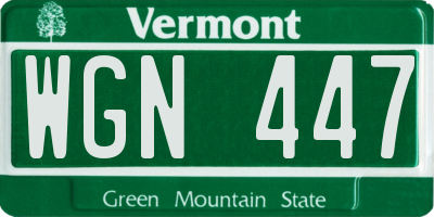 VT license plate WGN447