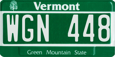 VT license plate WGN448
