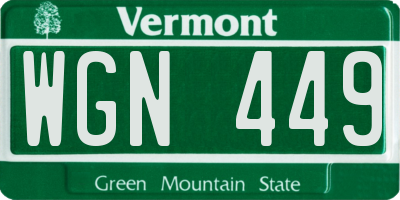 VT license plate WGN449