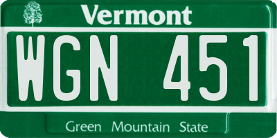 VT license plate WGN451