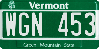 VT license plate WGN453