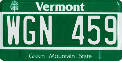 VT license plate WGN459