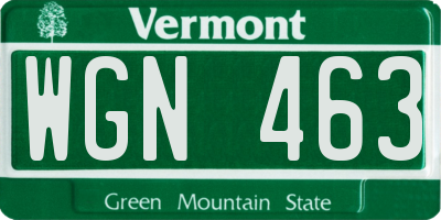 VT license plate WGN463