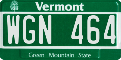 VT license plate WGN464