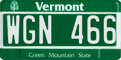 VT license plate WGN466