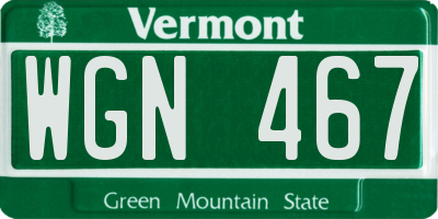 VT license plate WGN467