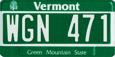 VT license plate WGN471