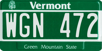 VT license plate WGN472