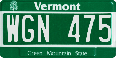 VT license plate WGN475