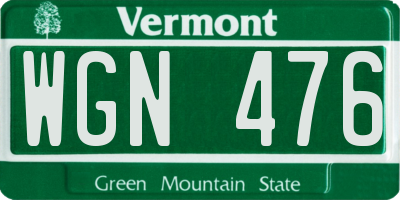 VT license plate WGN476