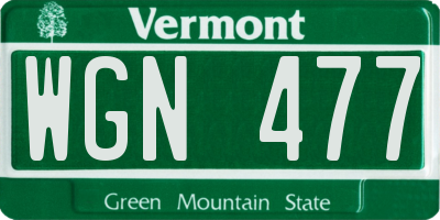 VT license plate WGN477
