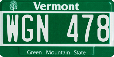 VT license plate WGN478