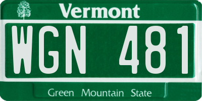 VT license plate WGN481