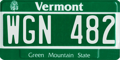 VT license plate WGN482