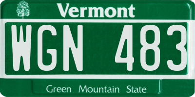VT license plate WGN483