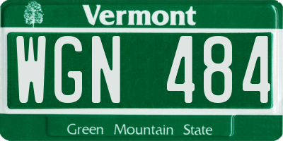 VT license plate WGN484