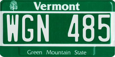 VT license plate WGN485