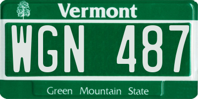 VT license plate WGN487