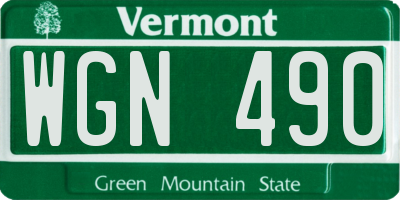 VT license plate WGN490