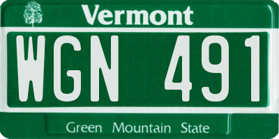 VT license plate WGN491