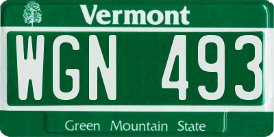 VT license plate WGN493