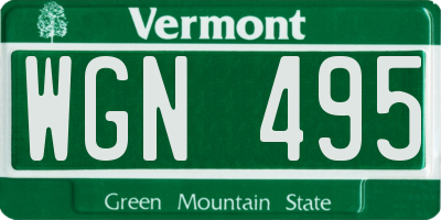 VT license plate WGN495
